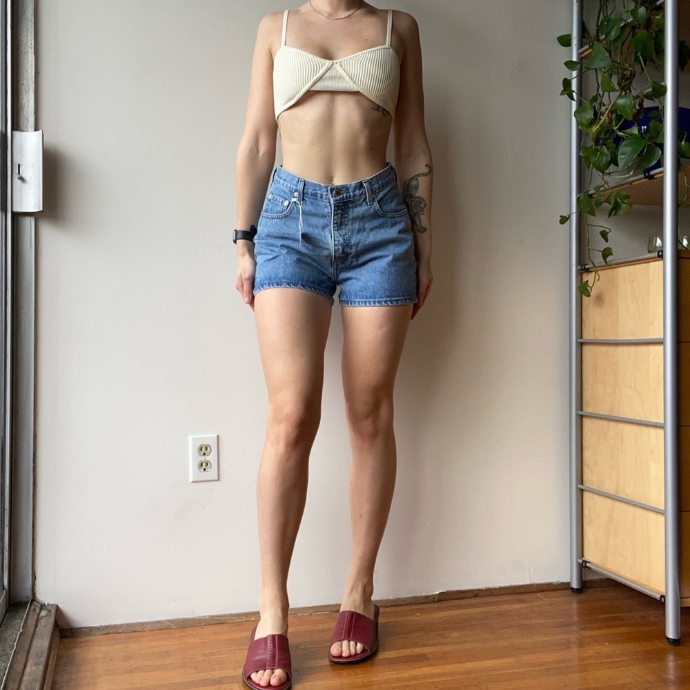 Attitude Vintage denim shorts high waisted light wash - made in Canada